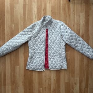 Land's End Women's Quilted Jacket - Gray and pink